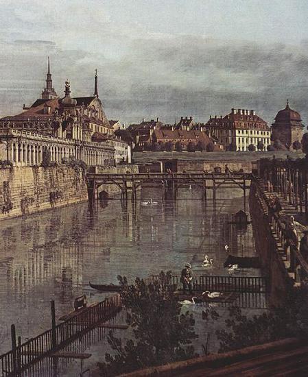  Ansicht von Dresden, Der alte Wassergraben des Zwingers, von der Orangerie Richtung Stadt aus gesehen